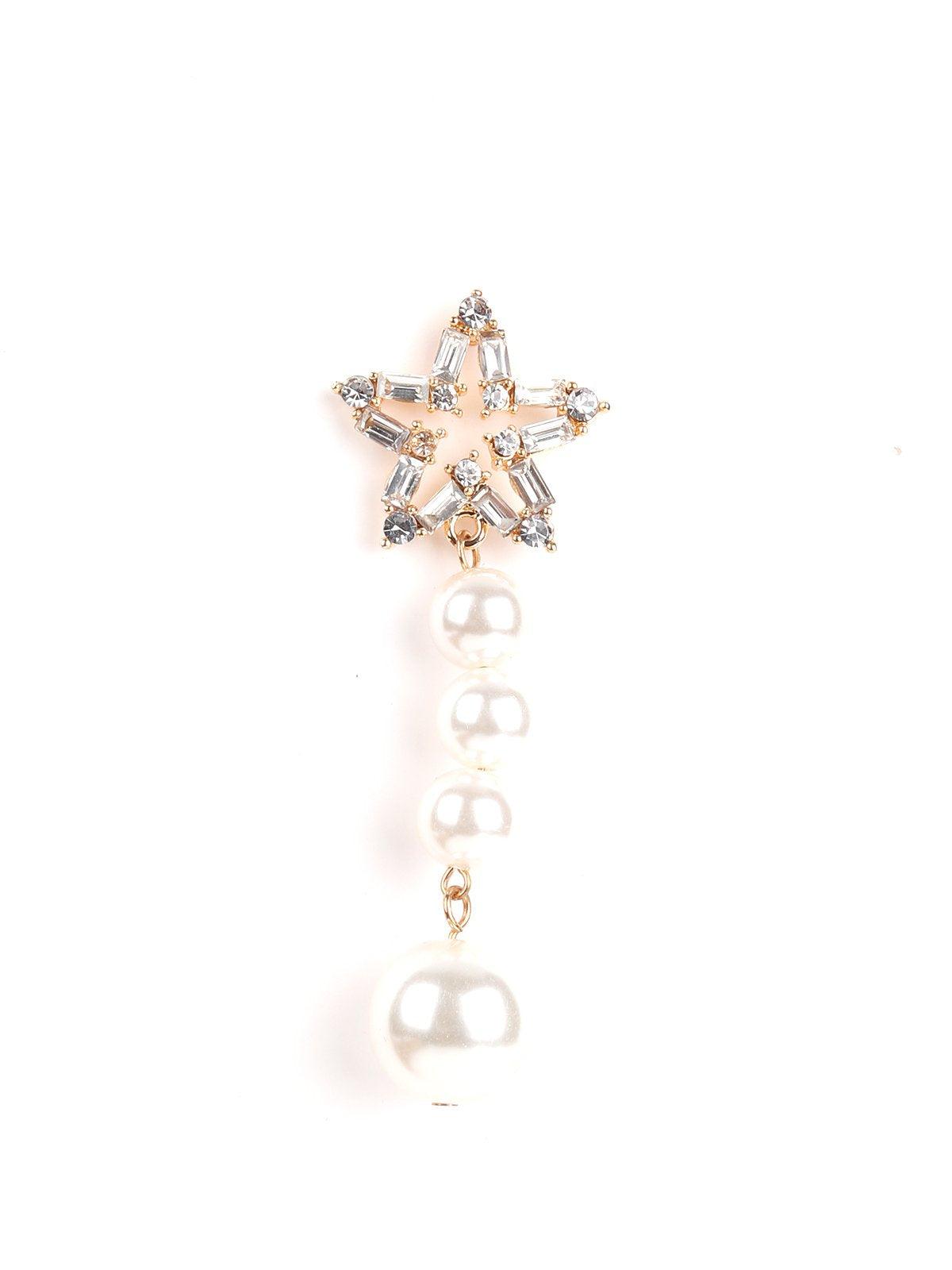 White Pearl Star Dangle Earrings - Odette