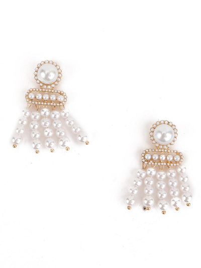 White Pearl Tassel Earrings - Odette