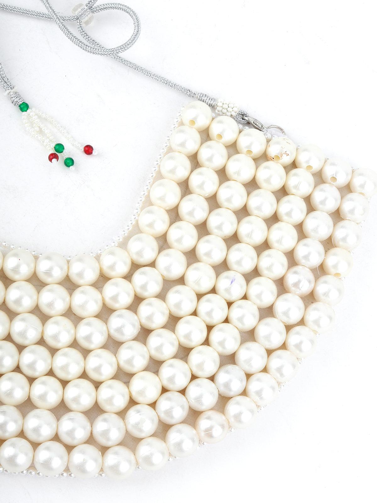 White pearl U Shaped Necklace - Odette