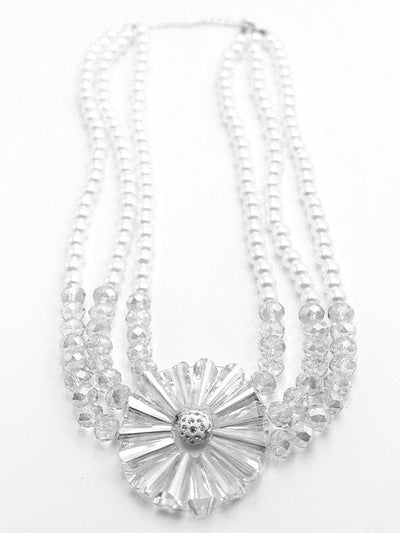 White Pearls and Crystals Neckpiece - Odette