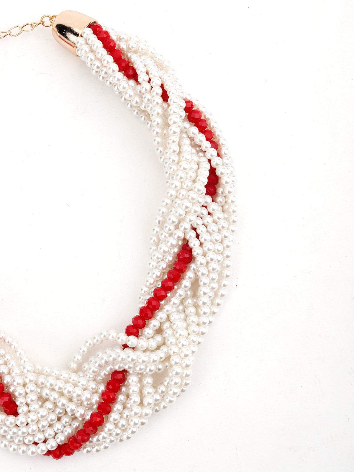 White-Red Graceful Necklace - Odette