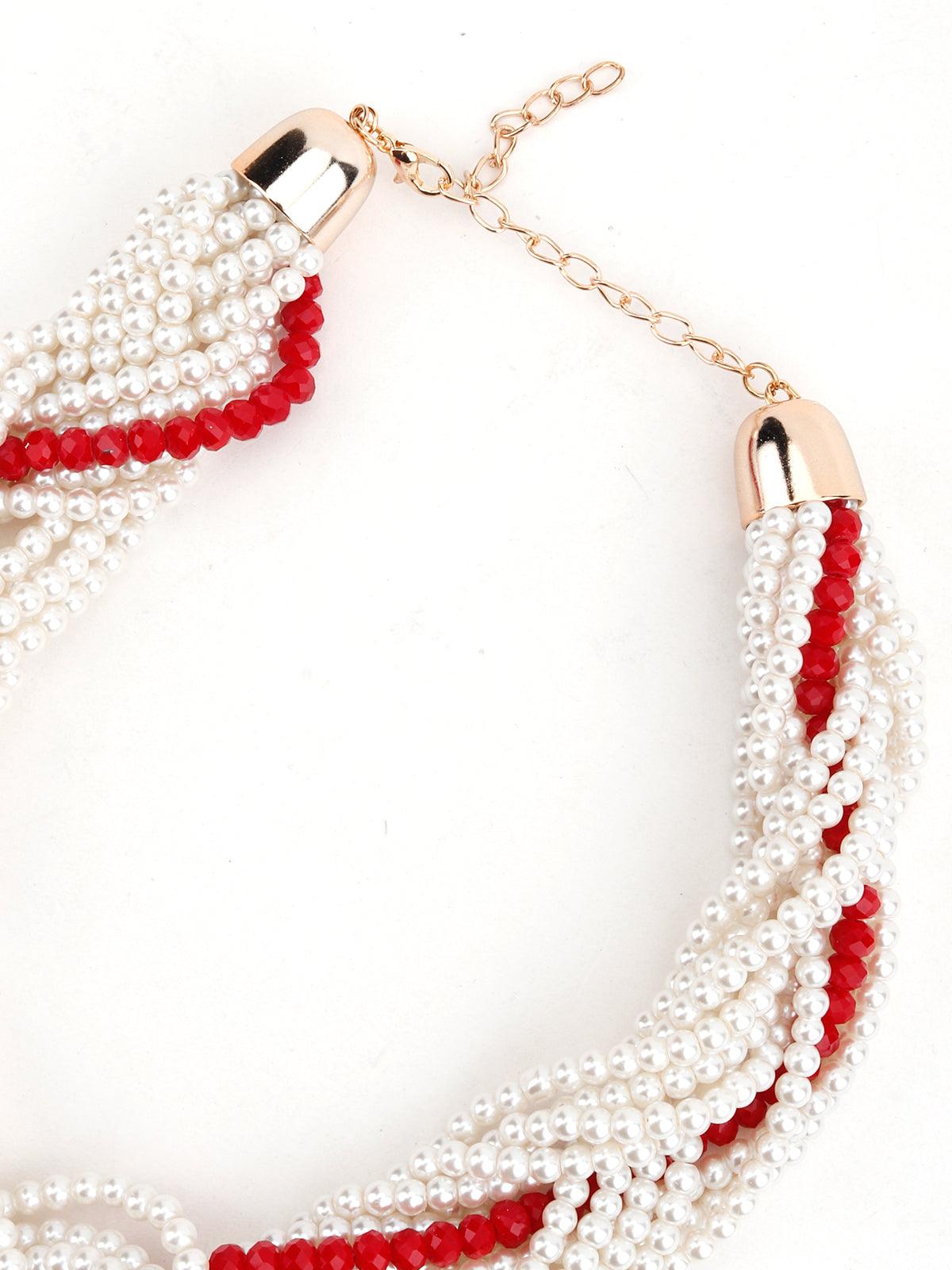 White-Red Graceful Necklace - Odette