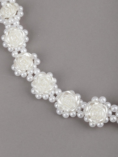 White Roses Pearl Choker Neckpiece - Odette