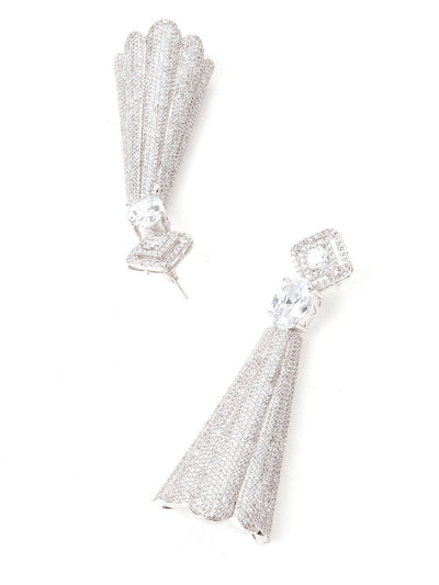 White Shiny Petal Shaped Dangler Earrings - Odette