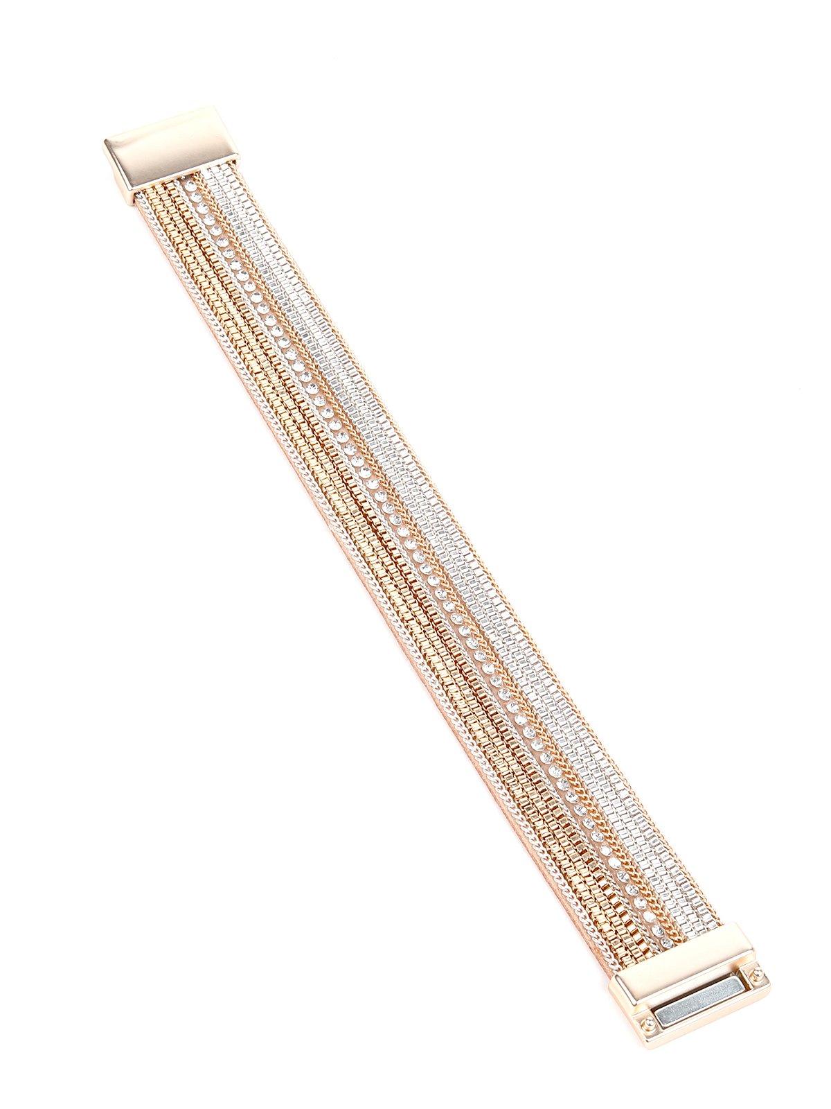 Wide Gold Layered Studded Cuff Bracelet - Odette
