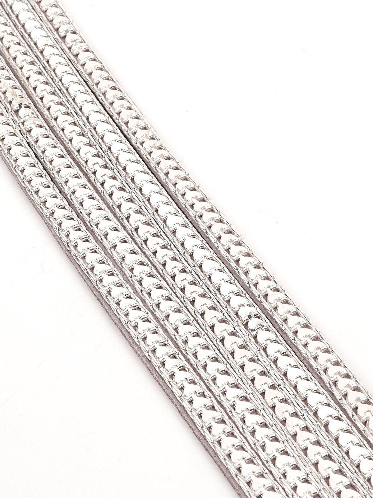 Wide Silver-Tone Layered Cuff Bracelet - Odette