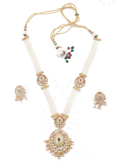 Wine Onyx and White Pearl Necklace Set - Odette