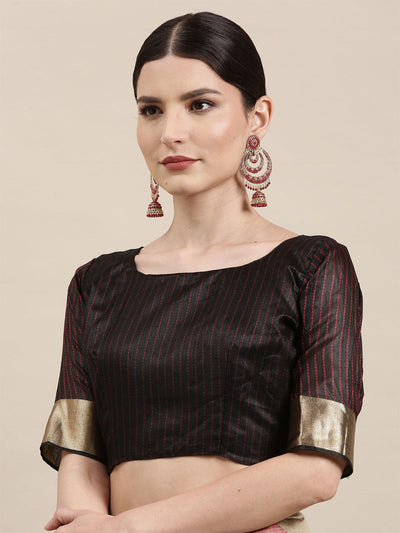 Women's Cotton Silk Cream Woven Design Handloom Saree With Blouse Piece - Odette