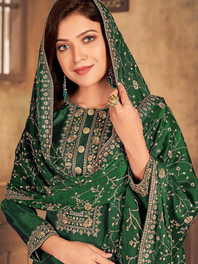 Women's Green Viscose Semi Stitched Salwar Suit - Odette