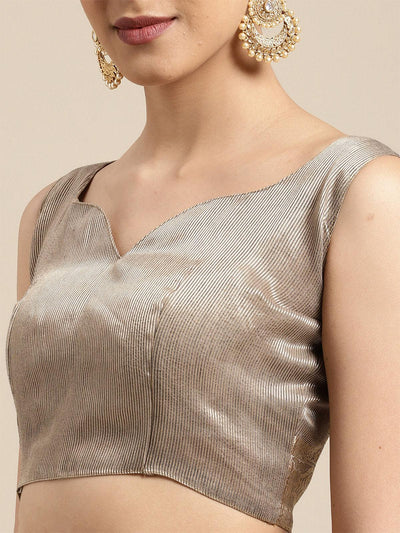 Women's Linen Blend Charcoal Grey Woven Design Designer Saree With Blouse Piece - Odette
