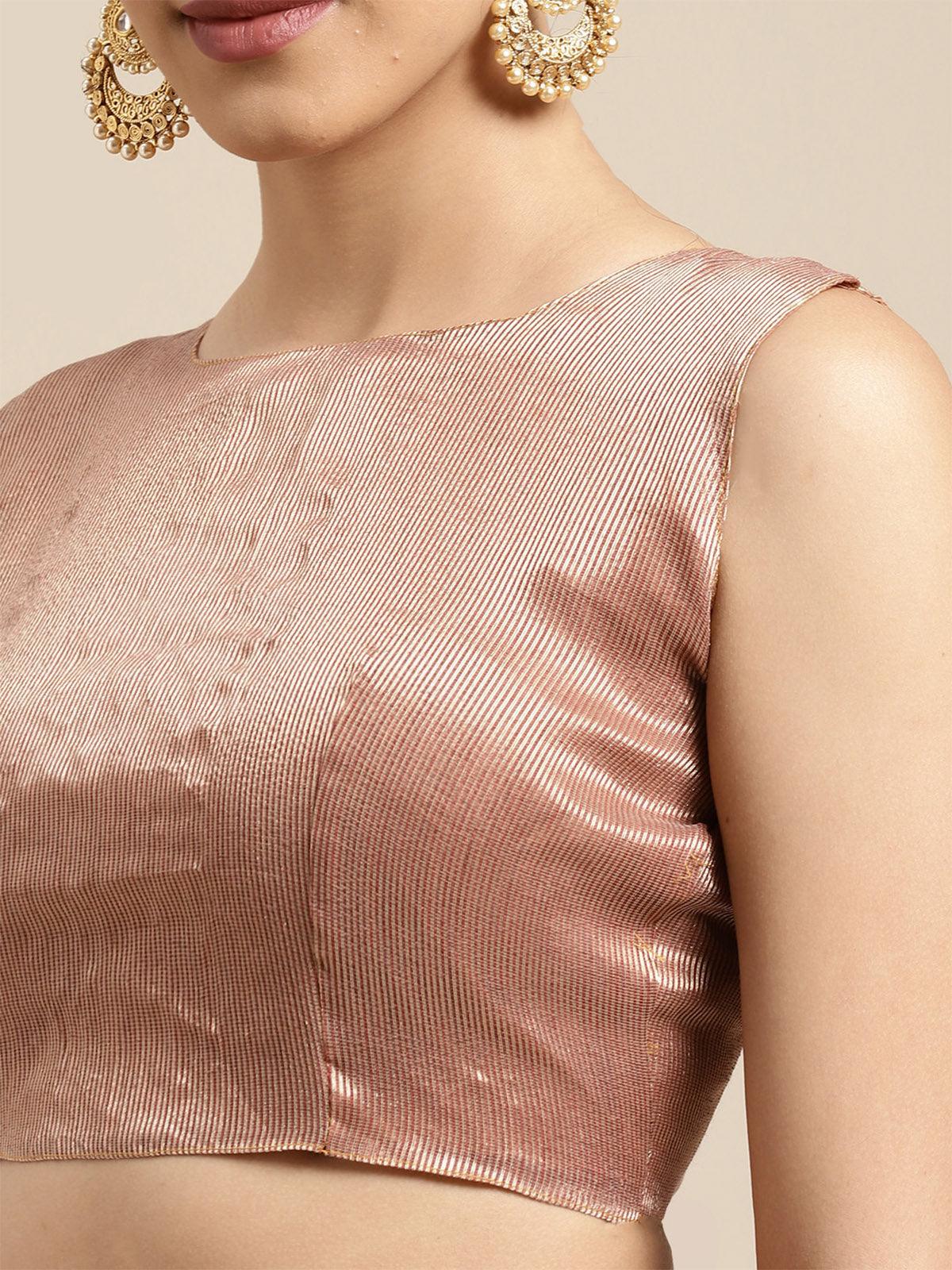 Women's Linen Blend Mauve Woven Design Designer Saree With Blouse Piece - Odette