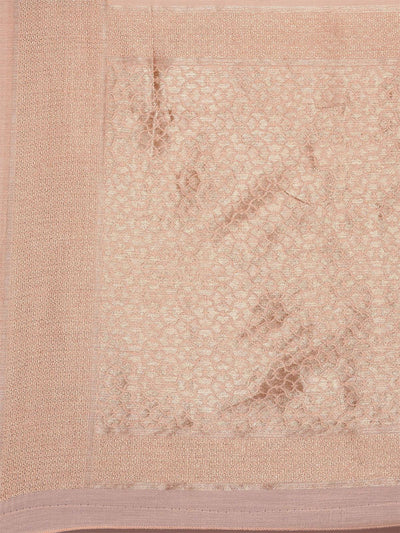 Women's Linen Peach Woven Design Woven saree With Blouse Piece - Odette