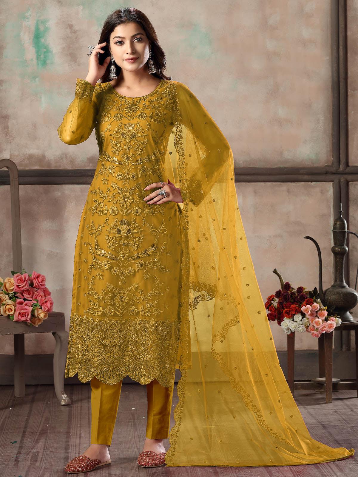Buy Blue & Orange Cotton Embroidered & Mirror Work Salwar Suit For Women  Online at Best Prices in India - JioMart.