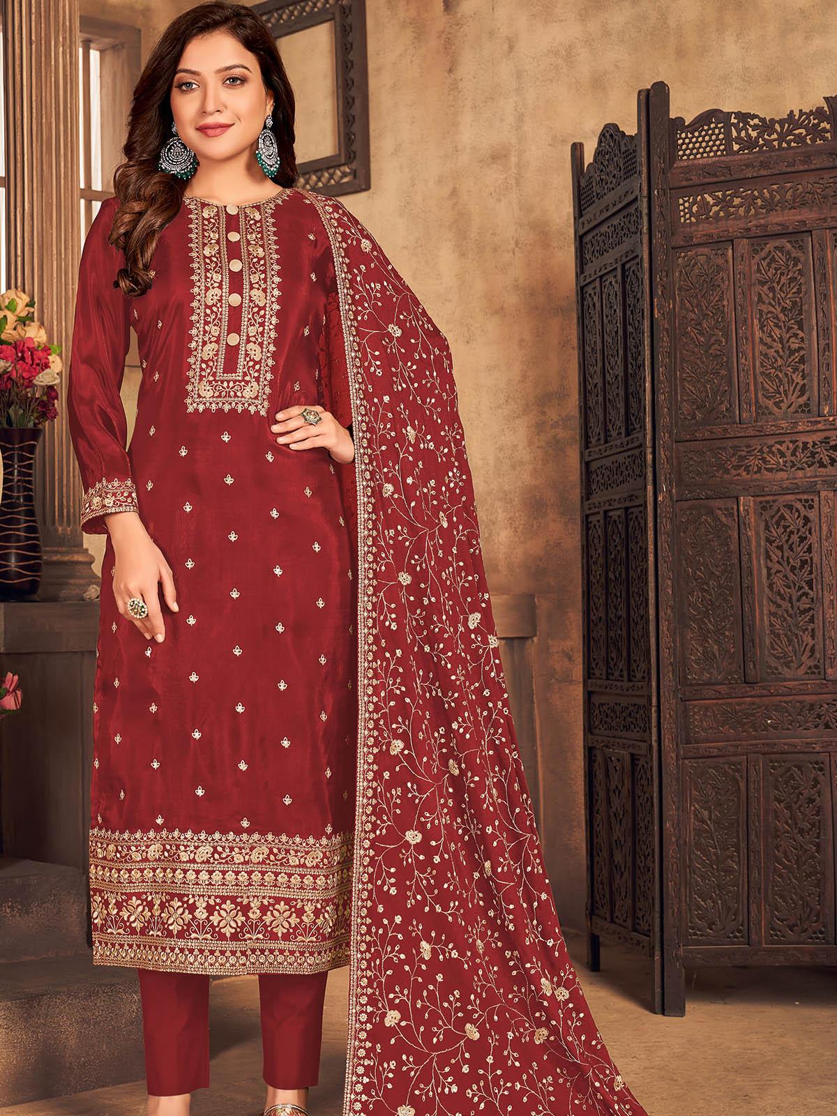 Women's Pink Semi Stitched Salwar Suit - Odette