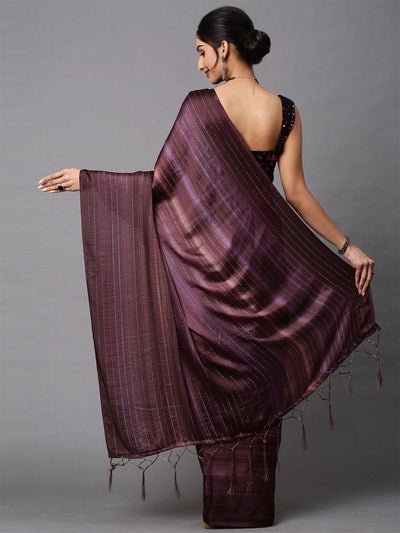 Women's Poly Georgette Magenta Solid Designer Saree With Blouse Piece - Odette
