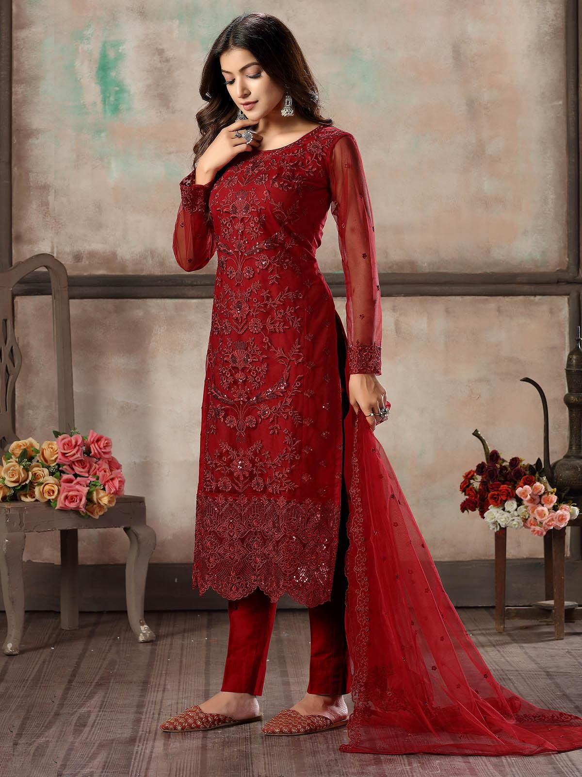 Red Colour Dress Design Red Color Combination Suits Design Latest Red  Punjabi Suit Design 2021 - YouTube