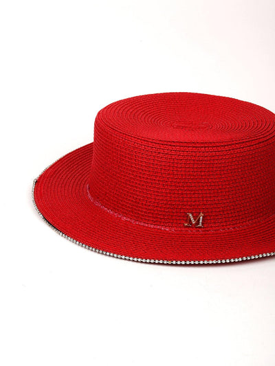 Woven Ruby Cystal Embellished Hat - Odette