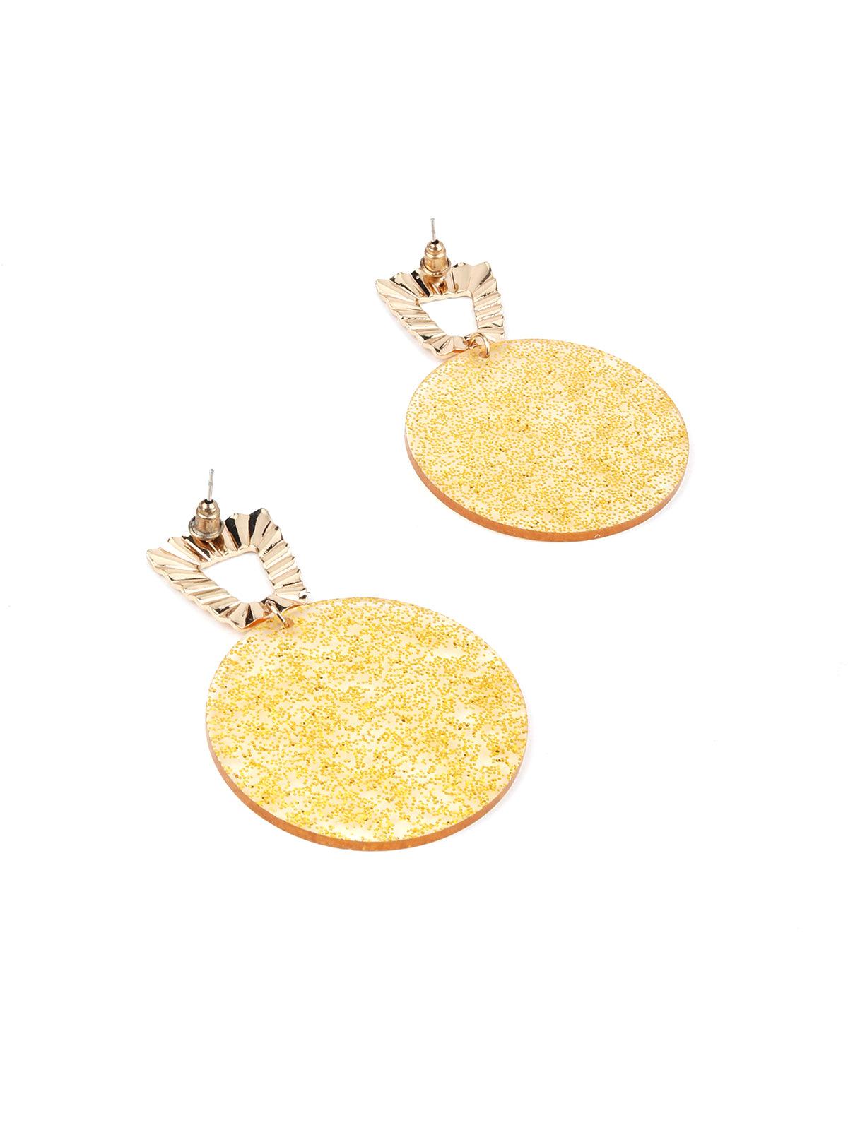 Yellow- Golden Circular Earring - Odette