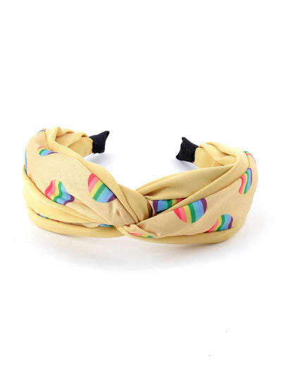 Yellow Rainbow Print Hairband - Odette
