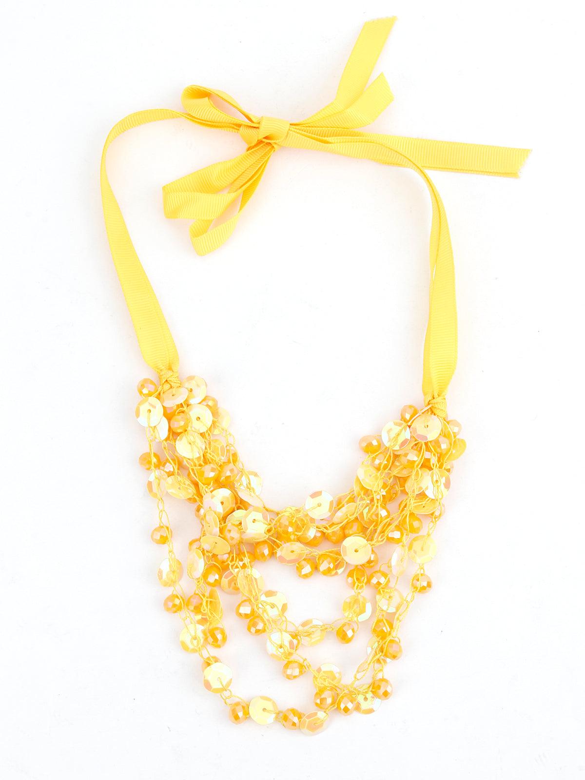 Yellow Sequin Flashy Layering Necklace - Odette